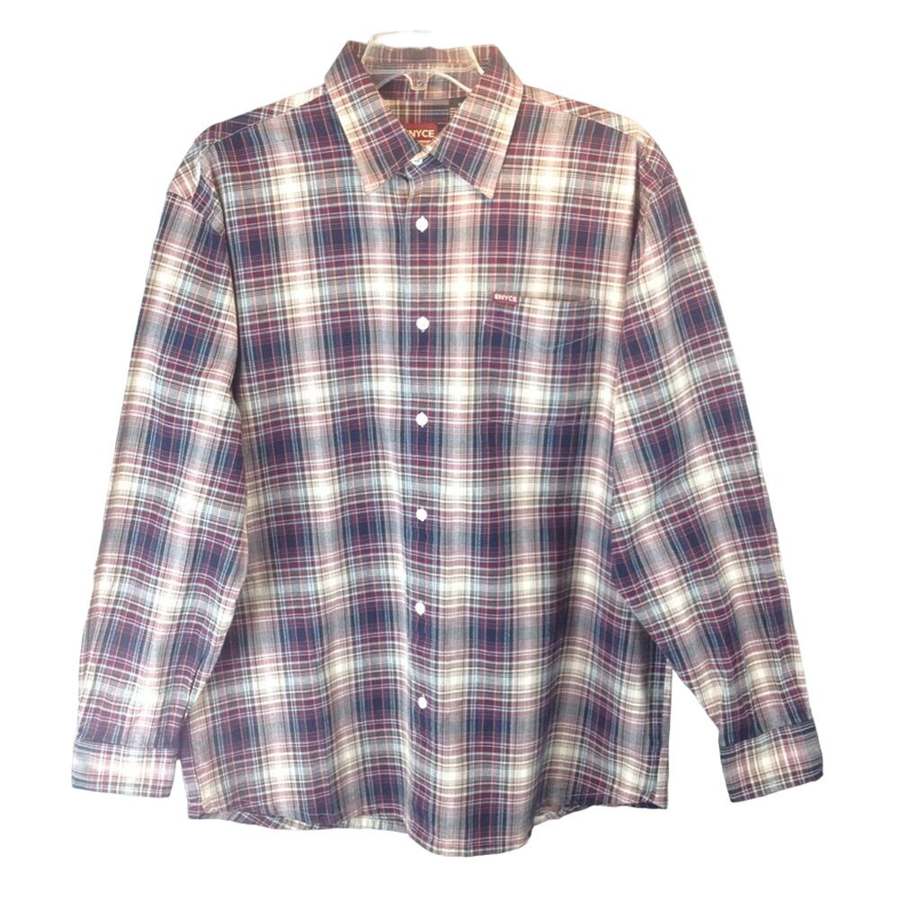 ENYCE Plaid Red Button Up Long Sleeve Shirt XL
